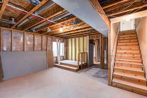 Below grade area with stairs