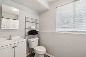 Bathroom with toilet and vanity