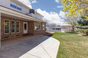 View of patio with a gazebo