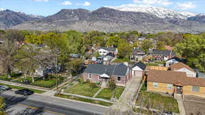 Bird's eye view with a mountain view and a residential view