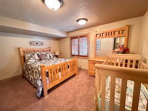 Bedroom with carpet