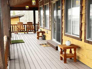Wooden terrace with covered porch