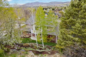 Aerial view with a mountain view