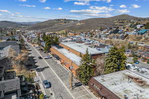 Aerial view featuring a mountain view