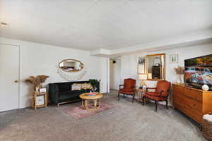Living area featuring carpet floors