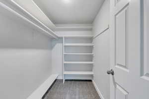 Walk in closet featuring carpet flooring