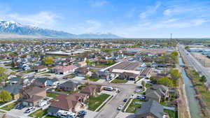 Drone / aerial view with a mountain view and a residential view