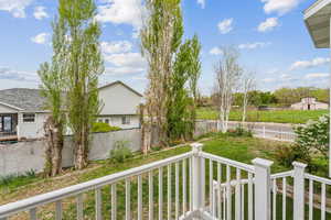 Exterior space featuring a fenced backyard