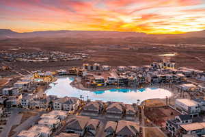 Aerial view featuring a mountain view and a residential view