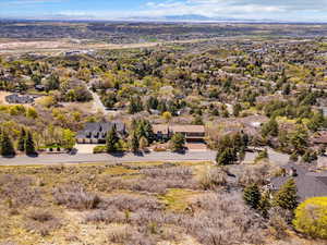Drone / aerial view with a mountain view