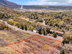 Birds eye view of property with a mountain view