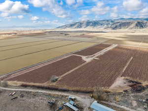 Aerial view featuring a mountain view and a rural view