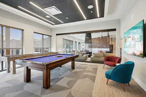Rec room featuring billiards and carpet floors
