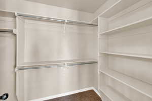 Spacious closet with carpet floors