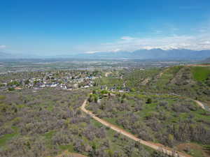 Drone / aerial view featuring a mountain view