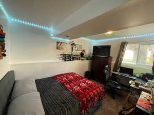 Bedroom with carpet flooring