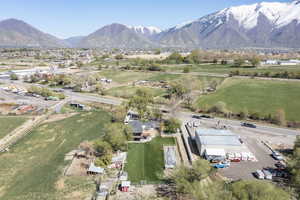 Aerial view with a mountain view and a rural view