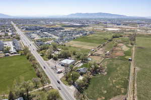 Drone / aerial view with a mountain view