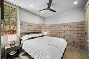 Bedroom featuring recessed lighting and ceiling fan