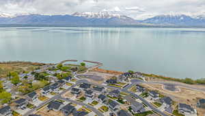 Bird's eye view featuring a water and mountain view