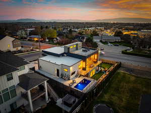 View of aerial view at dusk
