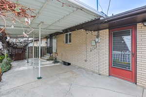 Covered Patio with Concord Grapes along Back Fence