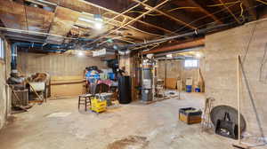 Unfinished basement area ready for your layout. Nice ceiling height heater