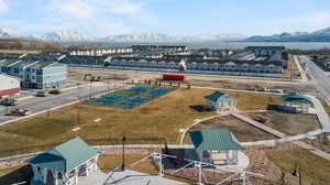 Birds eye view of property featuring a mountain view
