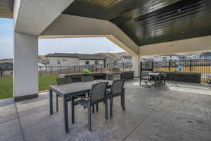 Clubhouse patio, ideal for grilling and picnicking in the shade.