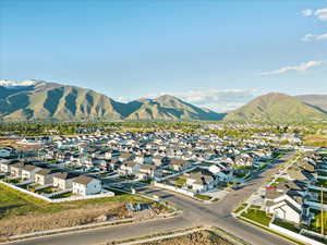 Aerial view with a residential view and a mountain view