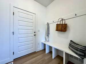 Mudroom featuring wood finished floors