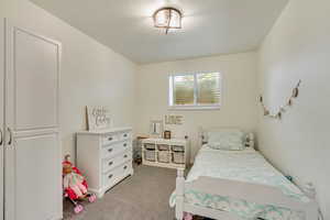 Bedroom with carpet floors
