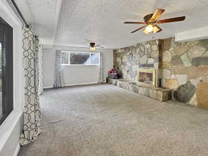 Great entertaining space with fireplace.