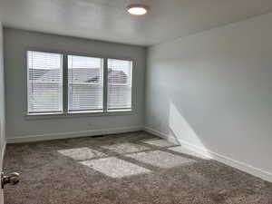 Empty room featuring baseboards, carpet, and plenty of natural light