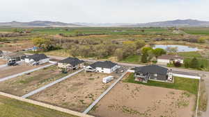 Bird's eye view featuring a water and mountain view and a rural view