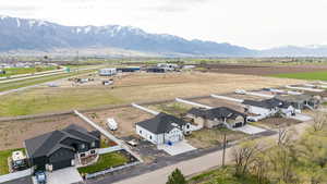 Aerial view featuring a mountain view