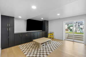 Interior space featuring light wood-style floors, recessed lighting, and baseboards