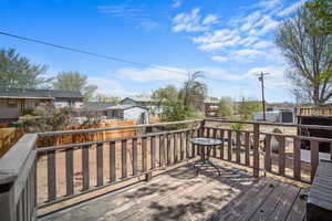 Wooden deck featuring fence private yard and a residential view
