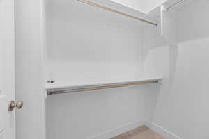 Walk in closet with carpet flooring