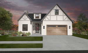 Magnificent Tudor style home with stone fireplace and timbering!