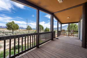 Deck featuring a mountain view