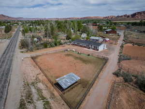 Bird's eye view with a mountain view