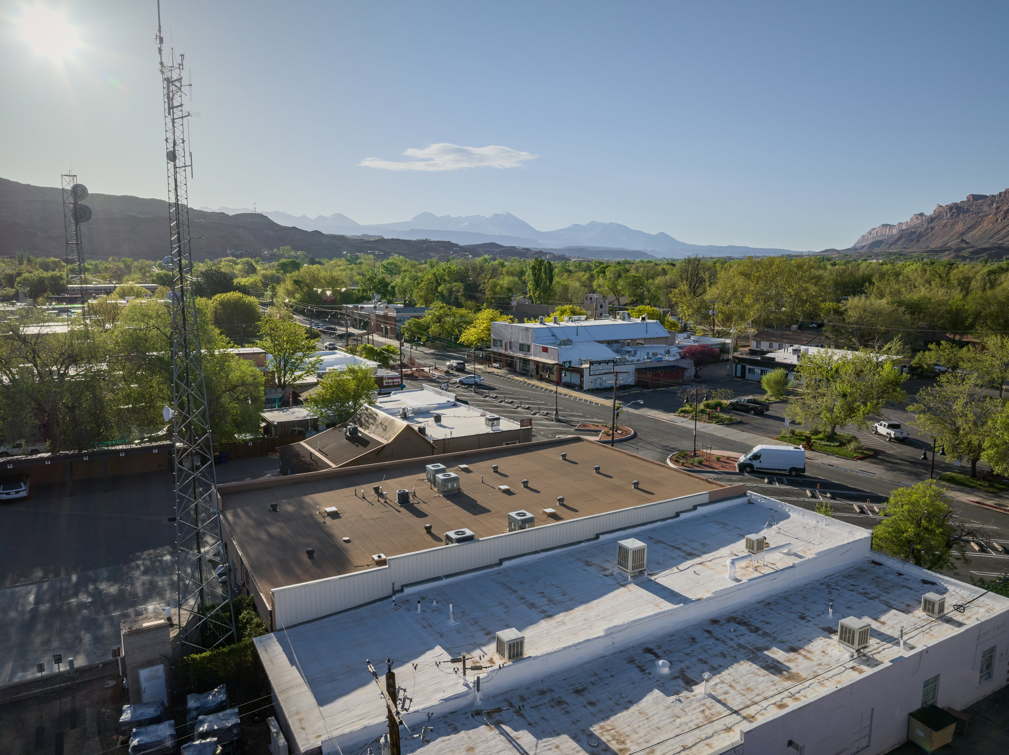 Aerial view featuring a mountain view