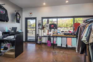 Interior space featuring recessed lighting and finished concrete flooring
