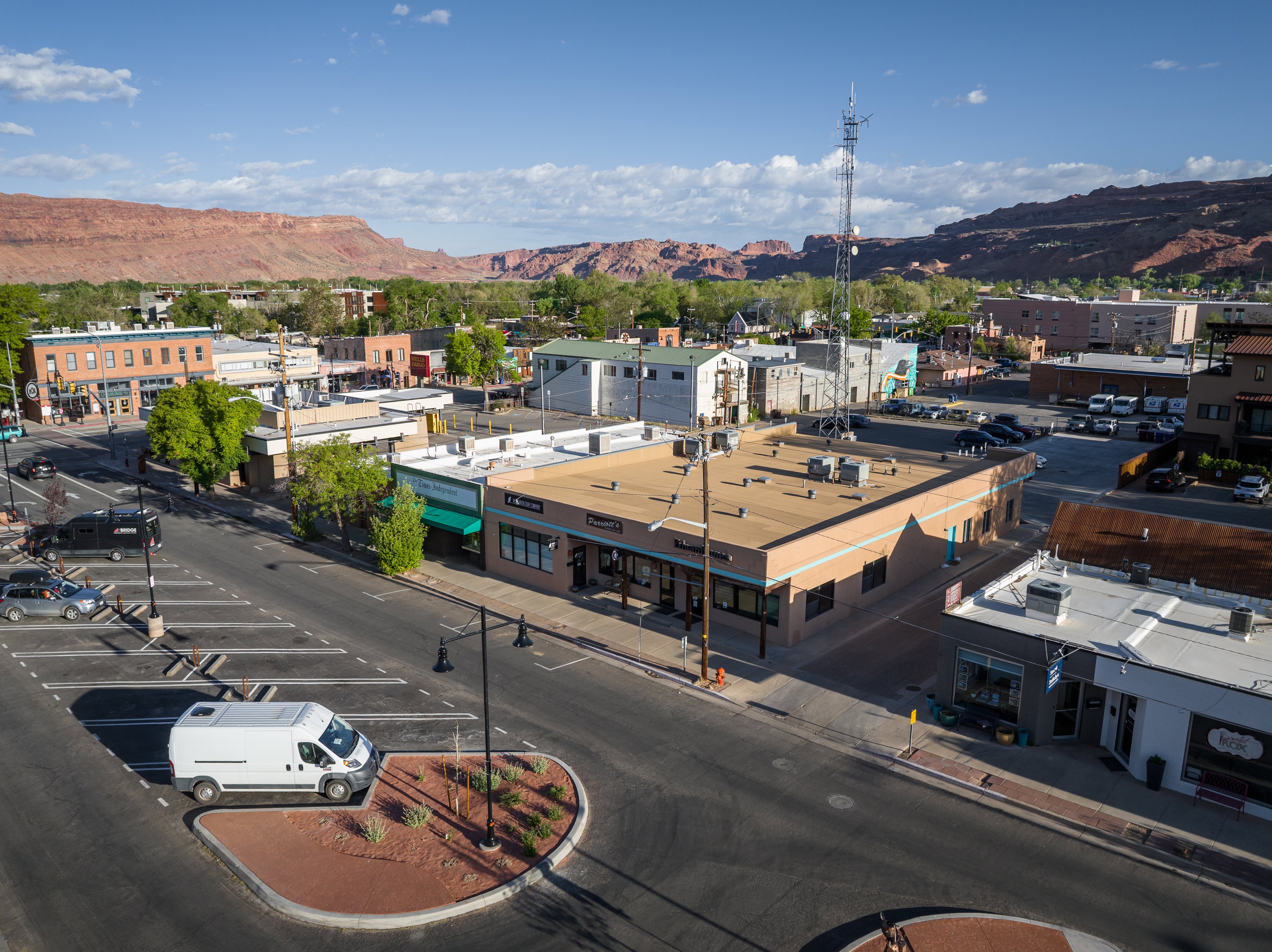 Aerial view featuring a mountain view