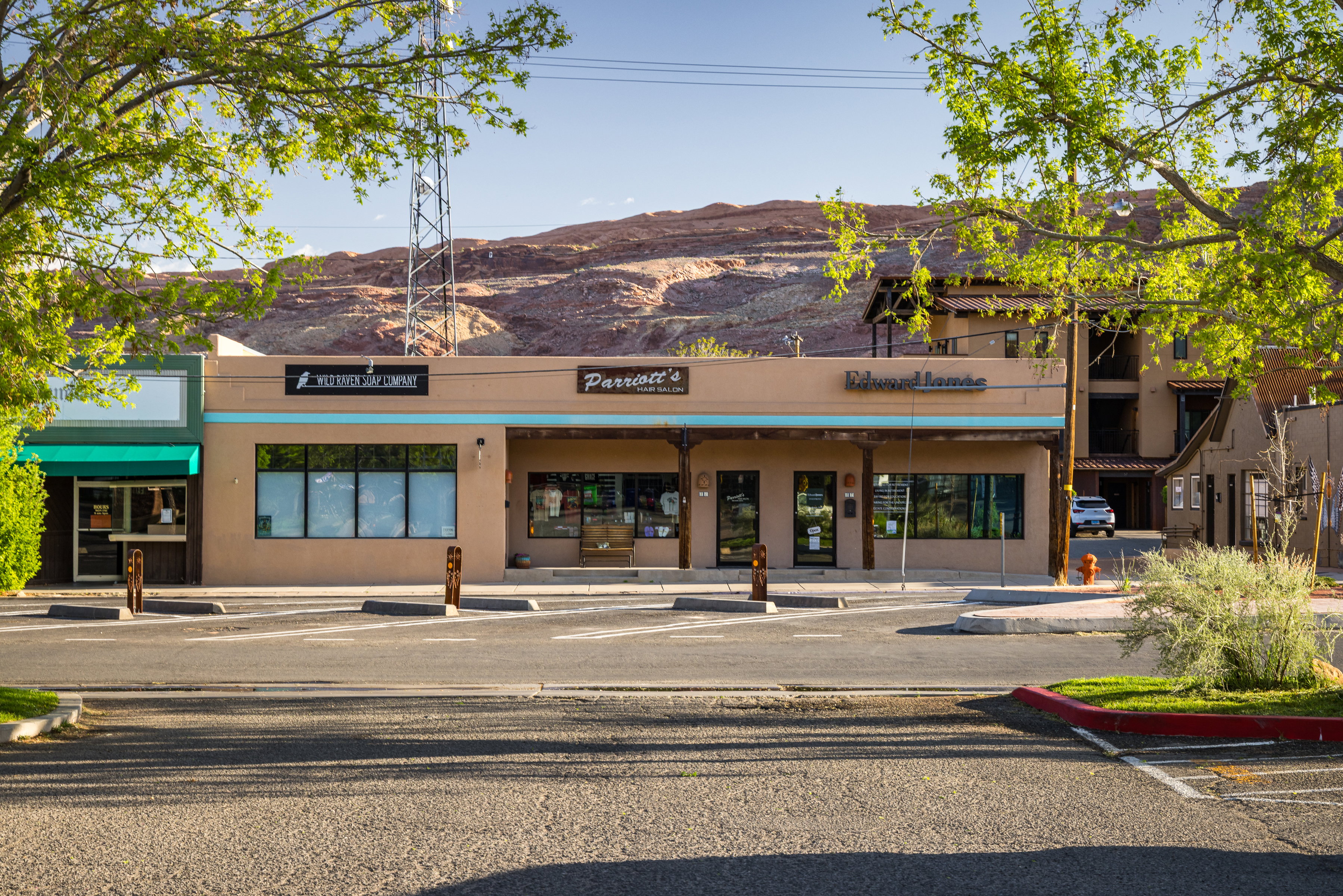 View of building exterior featuring a mountain view