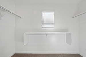 Spacious closet with carpet