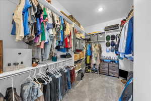 Spacious closet featuring carpet flooring