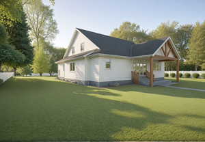 View of side of home with French doors.