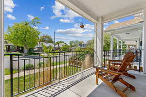 Balcony with a porch and a residential view